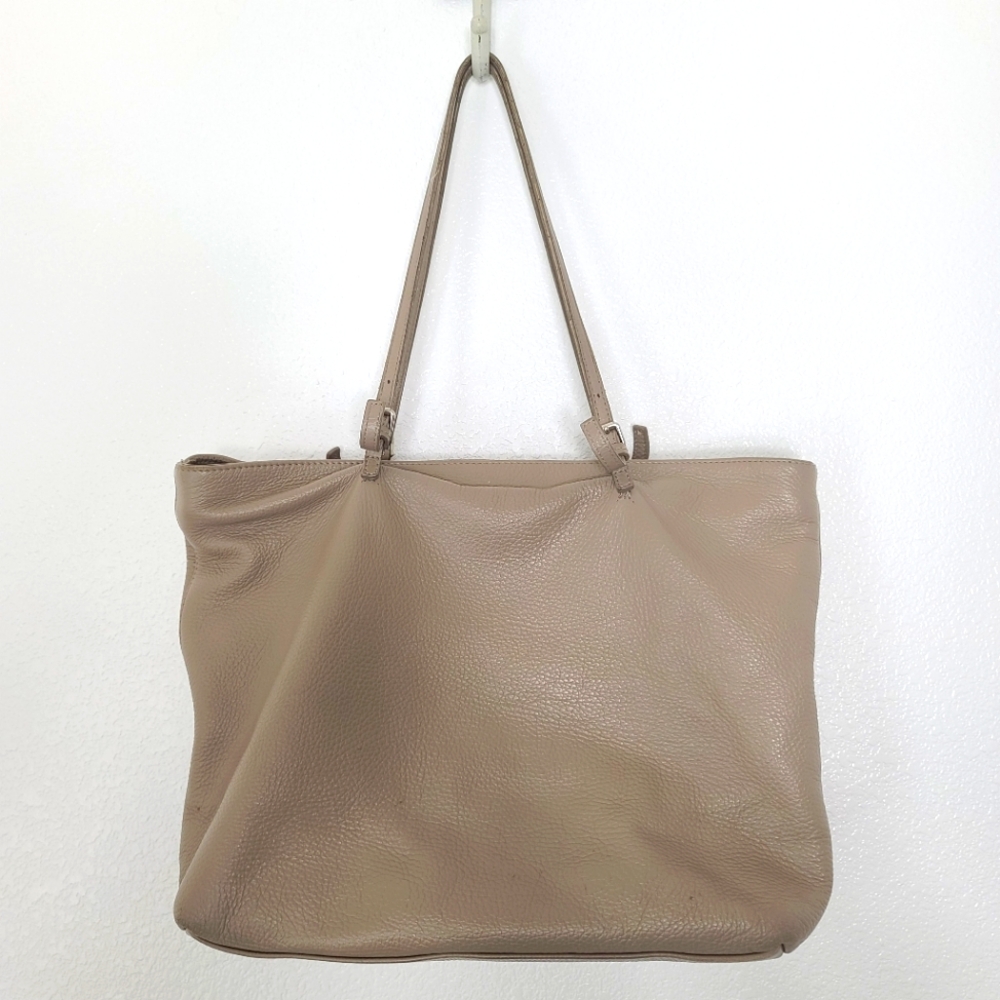 Vintage Furla Pebble Leather Neutral Tote Shoulder Bag